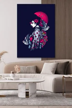 Şemsiyeli Kadın Kanvas Duvar Tablo 4452392