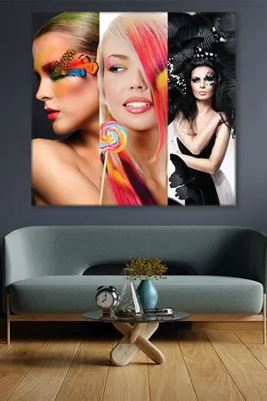 Lolipop Kelebekli Kadın Duvar Kanvas Tablo 3322011