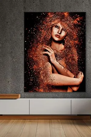 Bronz Efektli Kadın Duvar Kanvas Tablo 3322131