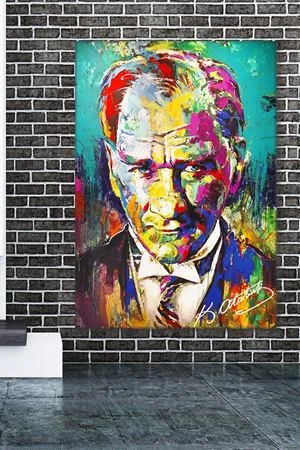 Derin Bakışlı Atatürk Portresi Yağlı Boya Efektli Kanvas Duvar Tablo 221469