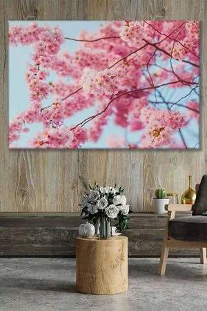 Dallarda Pembe Erguvan Çiçekleri Art Kanvas Tablo 2221790