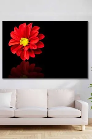 Kırmızı Sarı Tomurcuklu Çiçek Art Kanvas Tablo 2222008