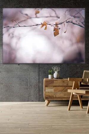 Dalda Karlar ve Kurumuş Yapraklar Art Kanvas Tablo 2221986