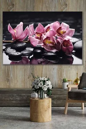 Suyun Üstünde Duran Pembe Çiçekler Art Kanvas Tablo 2221909