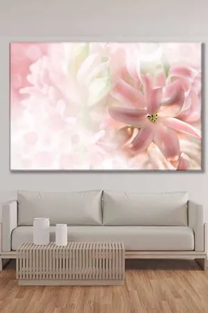 Silik Zemin Üzerinde Pembe Çiçekler Art Kanvas Tablo 2222005