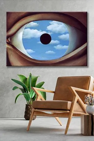 Rene Magritte - The False Mirror  - 106280 -  Dekoratif Duvar Kanvas Tablo