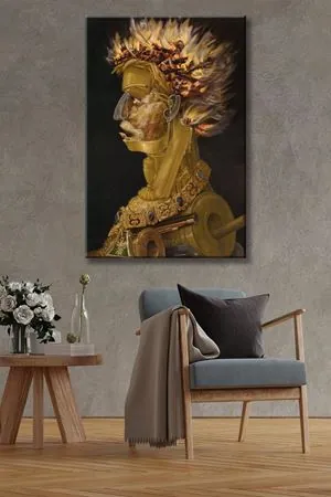Giuseppe Arcimboldo - Fire  - 105960 -  Dekoratif Duvar Kanvas Tablo
