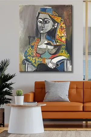 Pablo Picasso - Woman With Turk Costume - Türk Kostümlü Kadın  - 106091 -  Dekoratif Duvar Kanvas Tablo