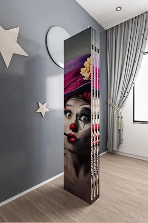 Palyaço Tasarım Paravan | 6 Kanat Ahşap Çam Gövde