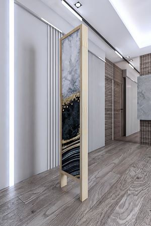 Doğal Ahşap Soyut Gold 6 Kanat Paravan Seperatör Oda Bölme