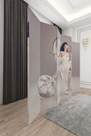 Doğal Ahşap Bardaktaki 6 Kanat Paravan Seperatör Oda Bölme