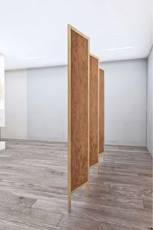 Doğal Ahşap Baskılı Ayna 6 Kanat Paravan