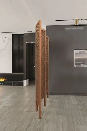Doğal Ahşap Meşe Paravan Seperatör Oda Bölme