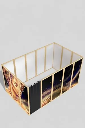 Doğal Ahşap Gold Kadın Oda Paravan Giyinme Kabini FP-224161