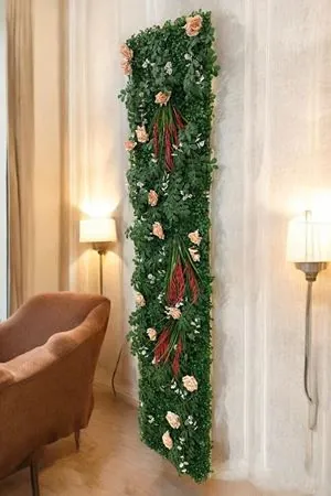 Erin Doğal Ahşap Panel Yapay Çiçek Bitki Duvar Kaplama Dikey Bahçe