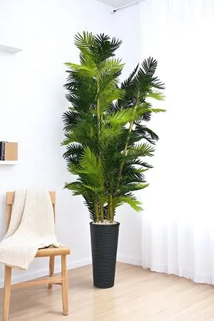 Yapay Ağaç Palmiye Kalın Bambu 220 Cm Yükseklik Gri Saksı