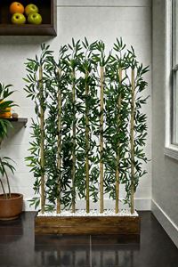 Yapay Çiçek Kalın Bambu Çubuk Ahşap Saksı Ceviz Seperatör Paravan