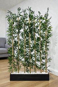 Yapay Çiçek Kalın Bambu Çubuk Ahşap Saksı Siyah Seperatör Paravan