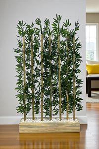 Yapay Çiçek Kalın Bambu Çubuk Ahşap Saksı Doğal Renk Seperatör Paravan