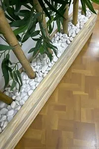 Yapay Çiçek Kalın Bambu Çubuk Ahşap Saksı Doğal Renk Seperatör Paravan