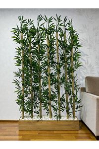 Yapay Çiçek Kalın Bambu Çubuk Ahşap Saksı Meşe Seperatör Paravan