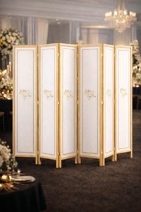 Beyaz Baskılı Ahşap Paravan | Ahşap Çerçeveli, 6 Kanat MDF Yüzeyli